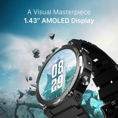 CrossBeats Everest 2.0 | Latest 2026 Smart Watch for man | 1.43" AMOLED Always ON Display Bluetooth Calling Rugged Outdoor Smartwatch | Upto 15 Days Battery Life 100+ Sports Mode Flash Light (Black)