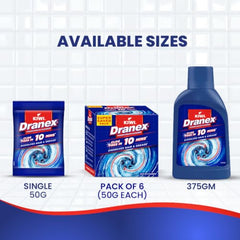 Kiwi Dranex Drain Cleaner Powder | Pack of 6 | Unclogs Drains in 10 Min