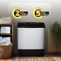 SHARP 7 kg, 5 star with E-Spin Pulsator,Semi-Automatic Top Loading Washing Machine, 1300 RPM (ES-SD70NB-FB, Black, Pure Wave)