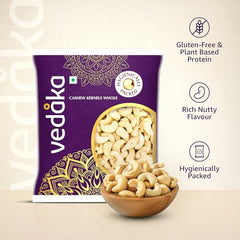 Amazon Brand - Vedaka Whole Cashews | 1 Kg | Grade W320 Kaju Nuts | Gluten-Free & Plant Based Protein | Firm Texture, Rich Taste | Healthy Snack