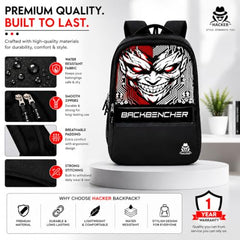 HACKER Laptop Backpack for Men & Women | Stylish Spider Printed Backpack | Durable School, College & Office Bag | Spacious Travel Backpack with Padded Laptop Compartment & Adjustable Straps