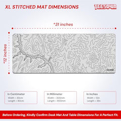 White Topographical XXL Gaming Deskmat 900x450mm – Extended Mousepad for PC