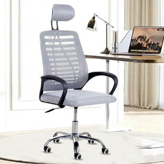 Casa Copenhagen Mesh Mid Back Office/Study/Computer/Revolving/Desk Chair for Work from Home -Metal Base, Height Adjustable Seat - Grey Milange & Black Handle