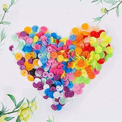 SYGA Plastic Snap Buttons Set-300 pcs T5 Fastener Snap Button with 15 Colors (20 Each) Press Stud for Sewing, Craft, Embroidery, DIY Clothing, No-Sew for Baby Cloth Diapers, Bibs, Different Fabrics-Multicolour