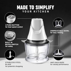Sujata Chopcraft Electric Chopper 900ml, Vegetable Chopper for Kitchen | Dual Speed | 3200 RPM High Speed Motor | Stainless Steel Blades | Chop, Mince, Whip & Blend | Black