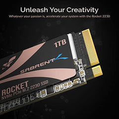 Sabrent 2TB Rocket Q4 2230 M.2 NVMe PCIe 4.0 x4 Gen4 SSD, Up to 5000MB/s,Internal Solid State Drive for Laptop, Surface/Pro, Steam Deck, PS5, ASUS ROG Ally, Dell, HP and Mini PCs (SB-213Q-2TB)