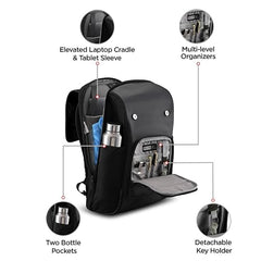 HARISSONS Carbon 15.6 Inch Business Travel Laptop Backpack | Anti-Theft Pocket, Rain Cover & External USB Gate | 30L Durable Work + Travel Backpack for Men | Black