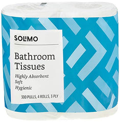 Amazon Brand - Solimo 3 Ply Toilet Paper Roll | 1920 Pulls | 160 Pulls X 12 Rolls | Soft And Highly Absorbent | 100% Natural Virgin Cellulose Fiber