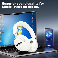 GameSir Newly Launches Echo Plus: Premium Over-Ear Wireless Bluetooth Headphones Deep Bass, Passive Noise Cancellation, Built-in Mic,5 Hours of Music & Talk Time, for Adults Men & Women (White)