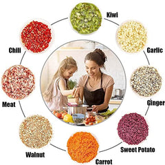 MAGIC SPOON Hand Push Chopper 1000ML, Vegetable & Onion Chopper with 4 Stainless Steel Blades, Manual Food Chopper for Garlic, Chilli, Dry Fruits, Nuts Cutter & Salad Preparation for Kitchen, Pista