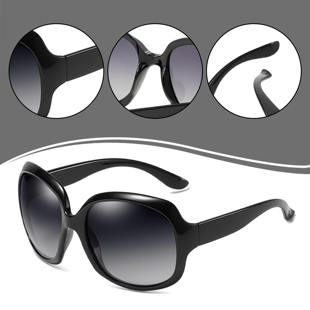 SYGA Style Large Frame Sunglasses Women's Sunglasses Fashion Sunglasses Toad Glasses (Black)
