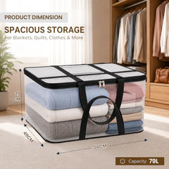 Storite 2 Pack Moisture Proof Nylon Underbed Storage Bag For Clothes Large | (54 x 46 x 28 cm) - BlackRed, Rectangular