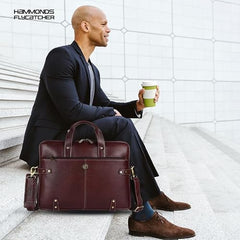 Hammonds Flycatcher Genuine Leather 15.6 Inch Laptop Office Bag for Men | 15.6” Padded Laptop Sleeve| 3 Zip Pockets| Detachable & Adjustable Strap| Pen,Wallet & Mobile Pocket |Durable|1 Year Warranty