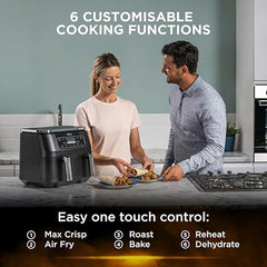 Ninja Foodi Dual Zone Air Fryer AF300IN| 7.6L Dual Drawer Air Fryer| Max Crisp 240°C| 6 Cooking Functions – Air Fry, Roast, Bake, Reheat & Dehydrate| Variable Airflow 1200–2600 RPM|PTFE/PFOA/PFASFree