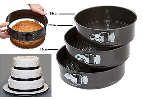 SYGA 3Pcs Non-Stick Springform Cake Pan, Baking Tray,Round, 18/20/22cm,Black