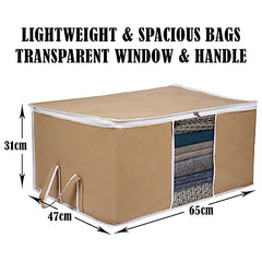 Kuber Industries Leheriya Design Underbed Storage Bag, Storage Organiser, Blanket Cover Set Of 3 (Royal Blue, Non-Woven), 65 x 47 x 33 Centimeters