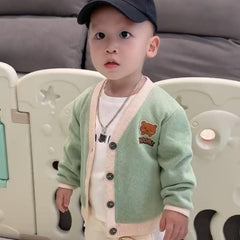 MOMISY Baby Boy & Girls Sweater Jacket Front Open Cardigan (4 to 5 Years, Light Green)