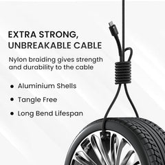 Portronics Konnect X 60W Type C to Type C Unbreakable Nylon Braided Cable, 1M Fast Charging Cable for iPhone 15 series, iPad, Samsung Galaxy & other Type C Devices(Black)