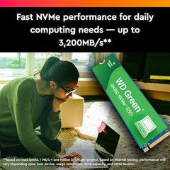 Western Digital WD Green SN350 NVMe 250GB, Upto 2400MB/s, 3 Y Warranty, PCIe Gen 3 NVMe M.2 (2280), Internal Solid State Drive (SSD) (WDS250G2G0C), Green