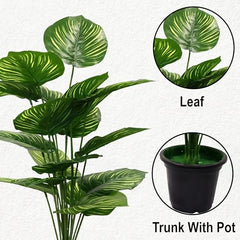 AAVANA GREENS Plastic 40 Inch Artificial Flower Plant for Indoor and Outdoor, Home, Shop, Office, Restaurant Decoration Dark Green (Pack of 1) (1, Plant 8 - with Pot)