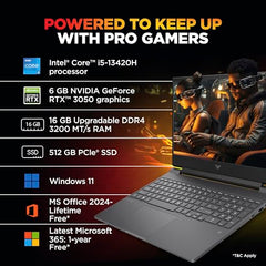 HP Victus, Intel Core 5 210H, 4GB RTX 3050 A (24GB DDR5, 512GB SSD) FHD, 144Hz, 300 nits, IPS, 15.6''/39.6 cm, Win11, M365* Office24, Mica Silver, 2.29kg, fa2500TX, Backlit, Gaming Laptop