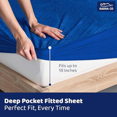 GADDA CO 100% Waterproof Premium Cotton Feel Mattress Protector King Size 78x72 Inch|Ultra Soft Breathable & Fitted Bed Protector Terry Cover Double Bed (6.5x6 feet, Fits 10 Inches, Grey)