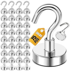 DIYMAG Magnetic Hooks 15pcs 30lbs Cruise Essentials 2026 Magnet Hook | Neodymium Heavy Duty Strong Magnets Hanging Ship Cabins Refrigerator Fridge Classroom Beach Vacation Kitchen Grills Home Tool