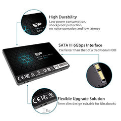 Silicon Power 256GB SSD 3D NAND A55 SLC Cache Performance Boost SATA III 2.5" Internal Solid State Drive SU256GBSS3A55S25AH