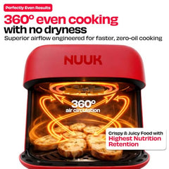 NUUK BRĪSK 6.5L 100% Toxin-Free Ceramic Air Fryer|ILAG® CeramicTech™|No Micro plastics, No PTFE, PFAS, PFOA|12 Cooking Presets|Digital Display|Shake Reminder|360° Even Cooking