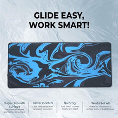 SPIN CART Large Gaming Mouse pad, Long XXL Extended Desk Table Mat Mousepad for Laptop PC Computer (Abstract Blue)