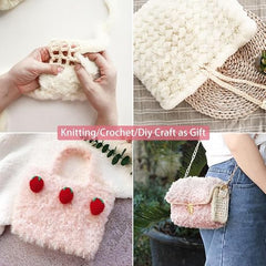 Crochet Soft Fluffy Fur Yarn Pink Chunky Polyester Plush Fur Eyelash