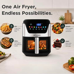 Faber 6L 1500W Digital Air Fryer | Fry, Bake, Roast, Toast, Defrost, Grill & Reheat | 85% Less Oil, 360° Air Cooking|8-Preset Menu,LED Display&Touch Control, Non-Stick Pan,View Window|FAF 6.0L NEO BK