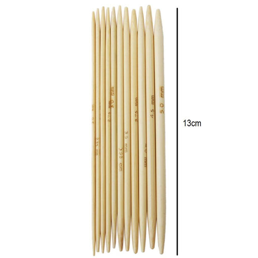 SYGA 11 Sizes 5pcs/Size Double Point Carbonized Bamboo Knitting Needles Length 13cm