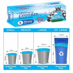 Crystal Scented Garbage Bags Black, Medium 19x22 Inches, 120 Bags | Jasmine Scented, 30 Pcs/Roll x 4, Tie-String, Wet & Dry Waste