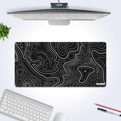 White Topographical XXL Gaming Deskmat 900x450mm – Extended Mousepad for PC
