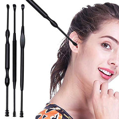 SYGA Black 3 pieces set Ear Wax Pick Remover Curettes - Better Ear Hygiene with Medical Grade Ear Cleaning Tools