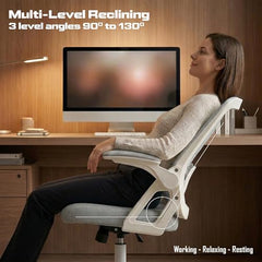 DROGO Comfortwing Premium Ergonomic Office Chair for Work from Home, High Back Computer Chair with Breathable Mesh, Armrest, Adjustable Seat, Rocking & Winged Back | Mesh Chair for Office (White/Blue)