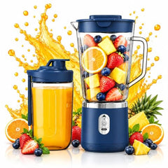 Juicer for Home ^ Lacossi Juicer Mixer Grinder with 1500mAh Battery, 6 Blades 3Gears Fast Blending, 2-Jar Capacity (400ml*2) | 40 Watts Bullet Rechargeable Portable Personal Juicer
