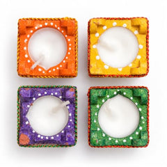 BUC Tulsi Diya for Diwali Decoration | Colourful Wax Candle | Set of 24 | Tulsi Shape Wax water bowl floaters | Festive home decor & gifting under budget | diwali decoration for home | fancy diyas