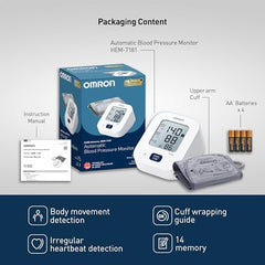 Omron HEM-7181 Upper Arm Automatic Blood Pressure Monitor with Long Battery Life and Hypertension Indicator