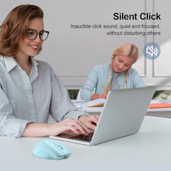 TECKNET Wireless Mouse, BT 5.0/2.4G, Rechargeable 6-DPI Silent, Grey