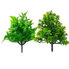 Dekorly Artificial Plastic Mix Green Grass Fake Outdoors Plant Bushes Decor Faux Greenery Shrubs For Outdoor And Indoor, Artificial Shrubs Stems | Height- 7 Inches (Multi-16)