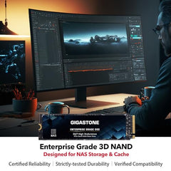 Gigastone 【NAS Certified】 High Endurance M.2 SSD 2TB (2-Pack) for Data Cache and Fast Boot, NVMe PCIe Gen3 Up to 2600MB/s, TLC Flash with SLC Caching, 24/7 Reliable for Gaming/PC/NAS, 5-Year Warranty