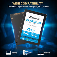 INLAND Platinum 4TB SATA III 6Gb/s, 2.5"/7mm Internal Solid State Drive SSD for Laptop & PC Desktop