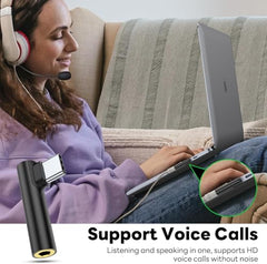 One Plus Original C to 3.5mm Audio Adapter (Pack of 2) | Type-C to AUX Headphone Jack Dongle with DAC Chip | Right-Angle Connector | Compatible with Mi, iQOO, Vivo, iPad Pro & Type-C Devices – Black
