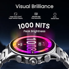 Fastrack MYND 1.93” AMOLED Display Smart Watch for Men & Women with AI Watch Faces,AI Chat,Offline Voice Commands,Curved Metallic Design,Functional Crown,BT Calling, Health Suite,100+ multisport modes