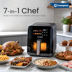 Crompton Ameo Edge 5L Digital Air Fryer, NutriGuard Technology, 10 Preset Menus, Interactive Digital Display, SilentPro Technology, Edge-to-Edge Design,1 Year Warranty (ACGAF-AMEO EDGE 5L)