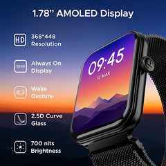 boAt Ultima Regal w/ 2.01”(5.10 cm) Crystal-Clear AMOLED Display, 1000 NITS Brightness,Premium Metal Body, Functional Crown, 100+ Sports Modes, Fitness Smart Watch for Men & Women (Steel Black)
