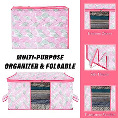 Kuber Industries Non-Woven Underbed Storage Bag|Clothes Storage Organizer|Blanket Cover With Clear Window|Zipper Closure&Handle Cloth Organizer|Plain White Border|Large|Pack Of 6|Royal Blue,32Cm,48Cm