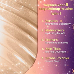 FACES CANADA Strobe Cream Mini- Rose Gold, 18ml | Primer + Highlighter + Moisturizer | Shea Butter & Hyaluronic Acid | Intense Hydration | Flawless Radiant Dewy Skin | Illuminating & Glowing Makeup Base
